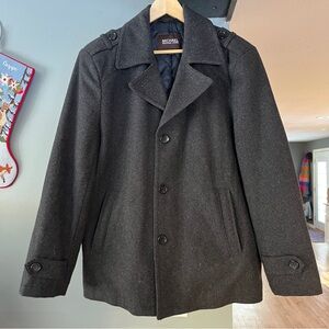 Michael Kors men’s charcoal wool blend coat size small excellent conditi